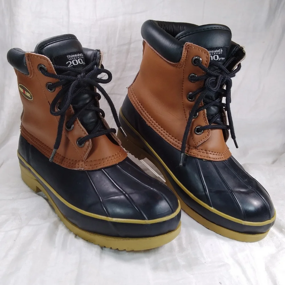 Pro Line Black Brown Duck BOOTS Womens Size 9 Thinsulate Insulated 200 gram